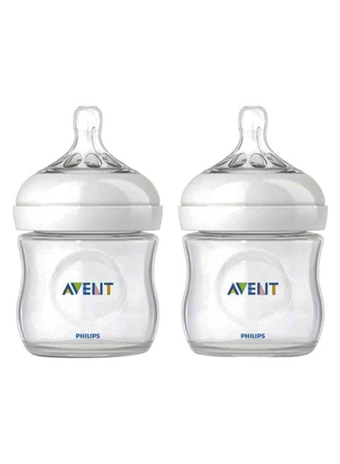 Natural Baby Bottle, Easy To Hold And Grip, Soft Nipple, Pack Of 2 - Clear, 125 Ml