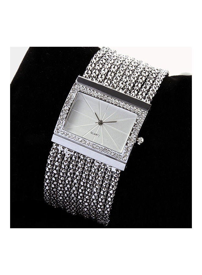 Girls' New Fashion Quartz Women's Silver Tone Band Rhinestone Bangle Bracelet Watch  - Image 1