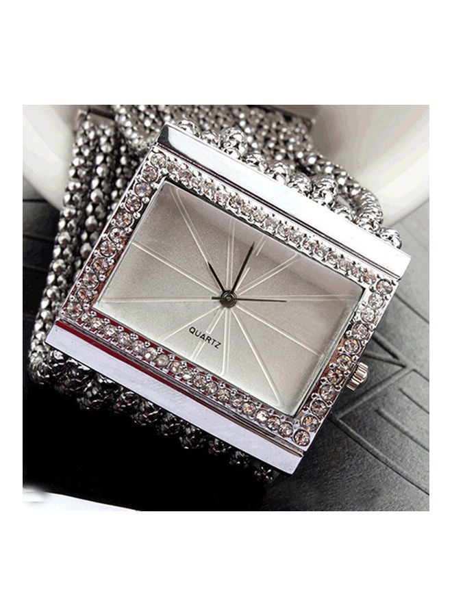 Girls' New Fashion Quartz Women's Silver Tone Band Rhinestone Bangle Bracelet Watch  - Image 3