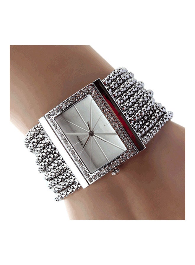 Girls' New Fashion Quartz Women's Silver Tone Band Rhinestone Bangle Bracelet Watch  - Image 4