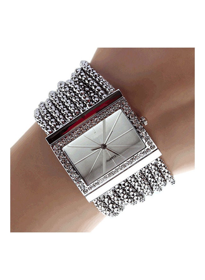 Girls' New Fashion Quartz Women's Silver Tone Band Rhinestone Bangle Bracelet Watch  - Image 5