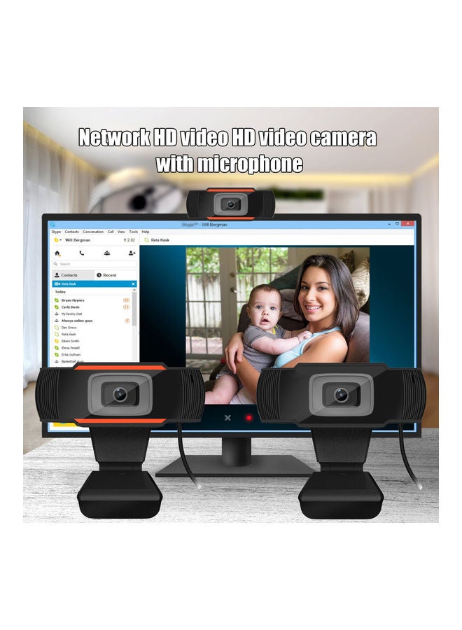 Generic - USB 2.0 HD Webcam Video Recording Web Cam Camera for Laptop Desktop Computer Black - Image 1