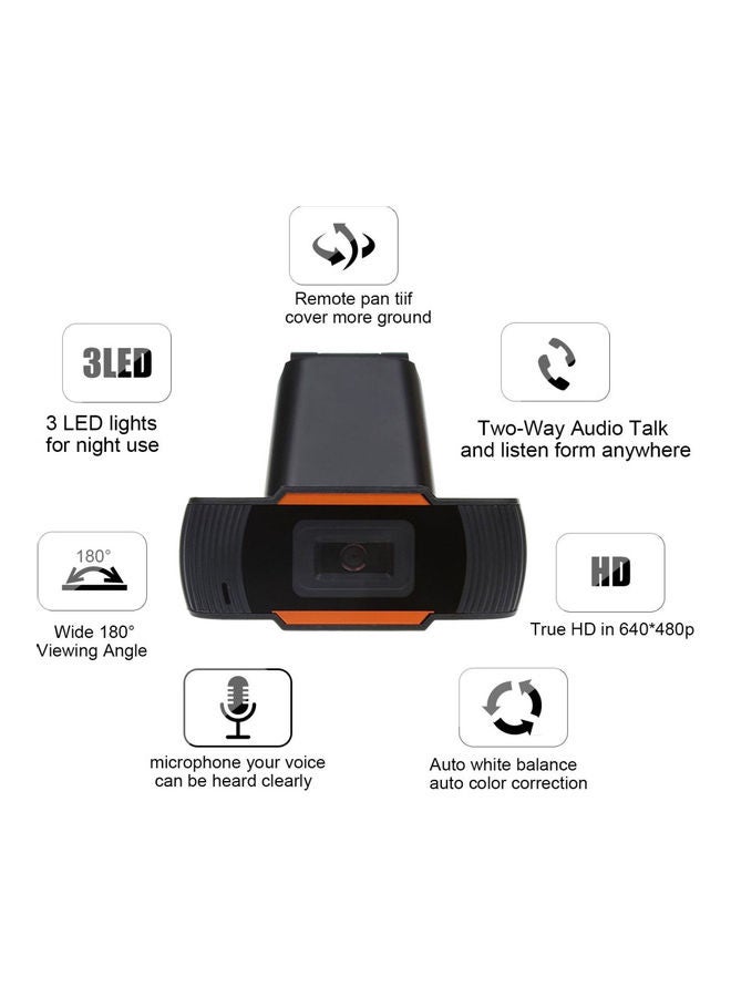 Generic - USB 2.0 HD Webcam Video Recording Web Cam Camera for Laptop Desktop Computer Black - Image 1