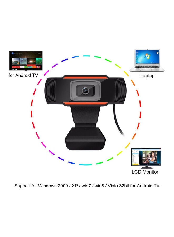 Generic - USB 2.0 HD Webcam Video Recording Web Cam Camera for Laptop Desktop Computer Black - Image 1