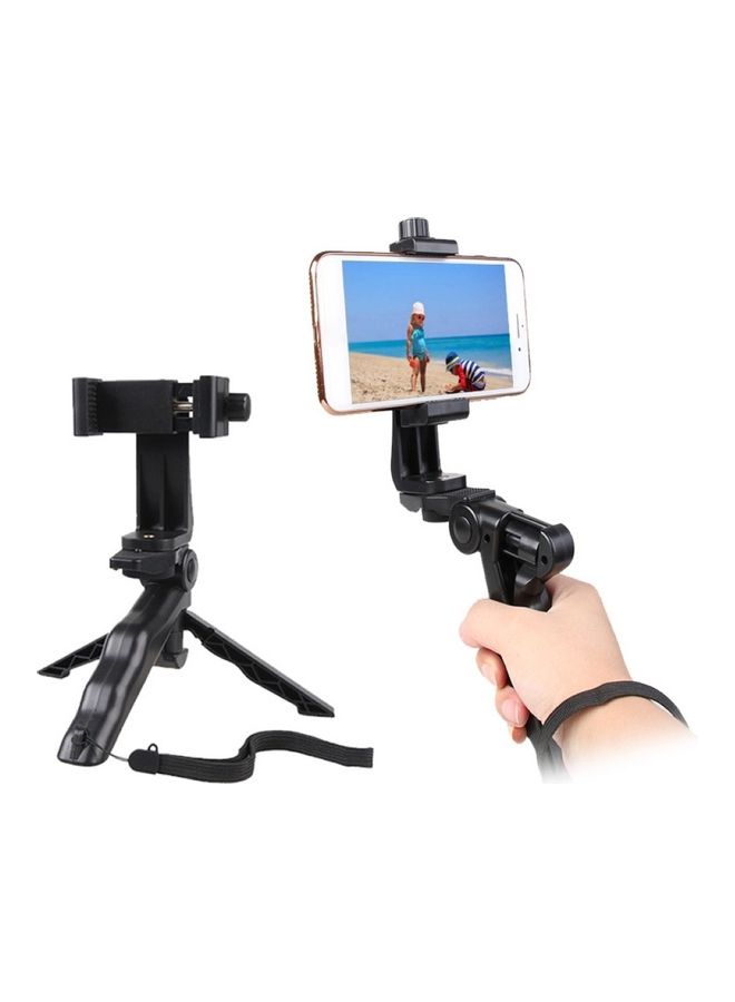 Portable 2 in 1 Handheld Gimbal Stabilizer Tripod Desktop Phone Camera Holder Black  - Image 1
