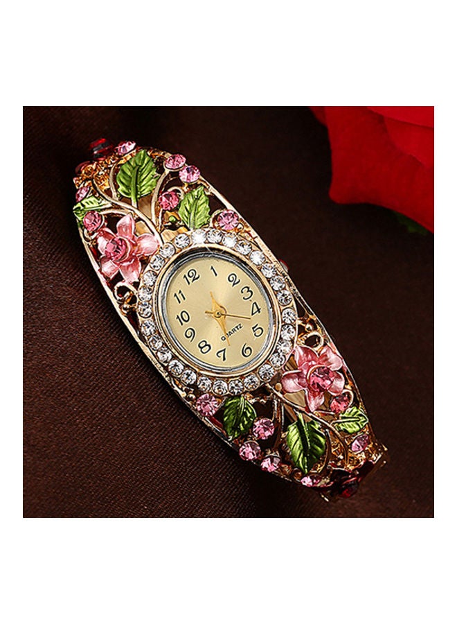 Women's Women's Lady Beauty Crystal Colored Alloy Flower Bangle Bracelet Watch Analog Quartz - Image 2