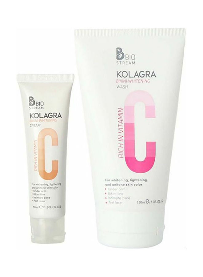 KOLAGRA 2-Piece Bikini Whitening Wash And Cream With Vitamin C Set 200ml