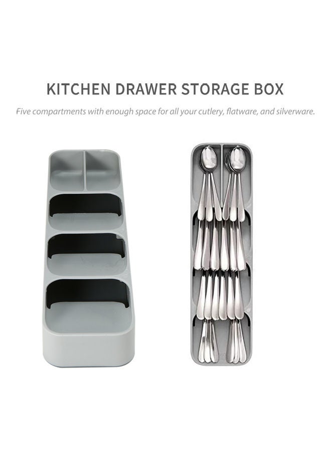 Generic - Tableware Storage Box Kitchen Drawer Storage Box Tray for Cutlery Soup Spoon Knife and Fork Partition Organizer for Party Restaurant Grey 40*6*12cm - Image 1