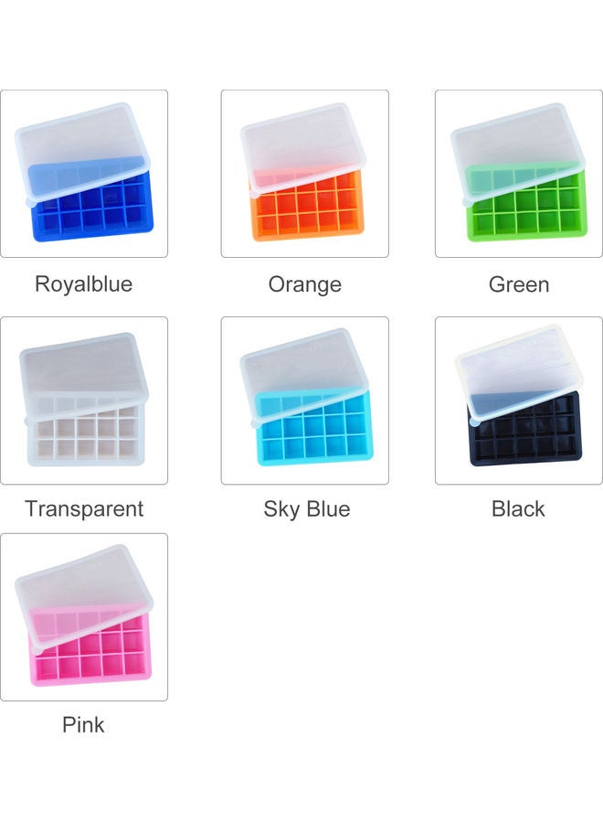Ice Cube Trays Release Silicone 15 Grids Ice Trays with Spill-Resistant Removable Lid Stackable DIY Home Ice Cube Molds for Chilled Drinks Green 19.5*4*12.5cm
