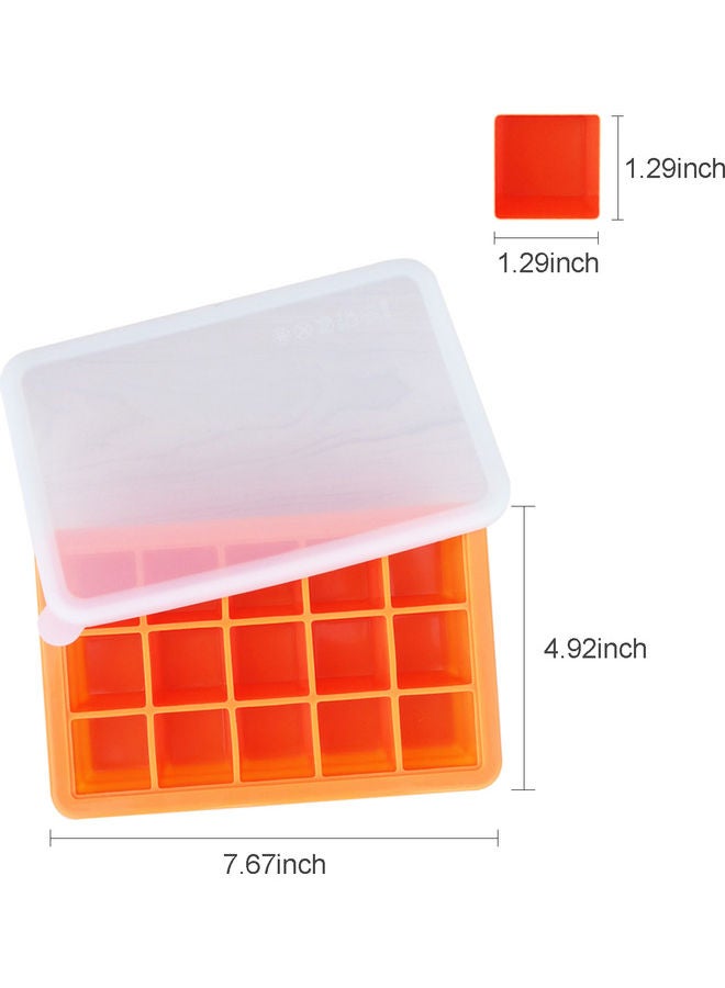 Ice Cube Trays Release Silicone 15 Grids Ice Trays with Spill-Resistant Removable Lid Stackable DIY Home Ice Cube Molds for Chilled Drinks Green 19.5*4*12.5cm