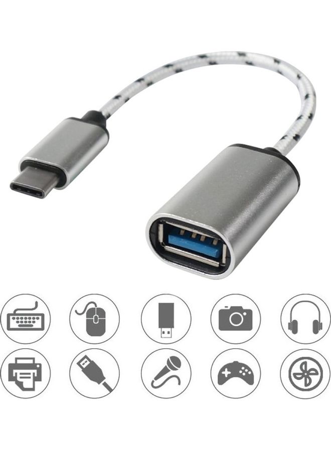 Braided Type-C Male to USB Female OTG Adapter Converter for Phone Tablet PC Black  - Image 2