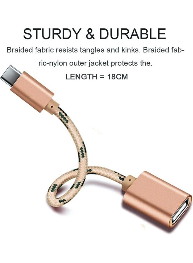 Braided Type-C Male to USB Female OTG Adapter Converter for Phone Tablet PC Black  - Image 3