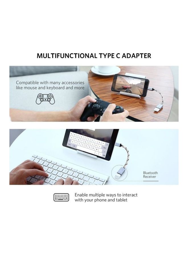 Braided Type-C Male to USB Female OTG Adapter Converter for Phone Tablet PC Black  - Image 4