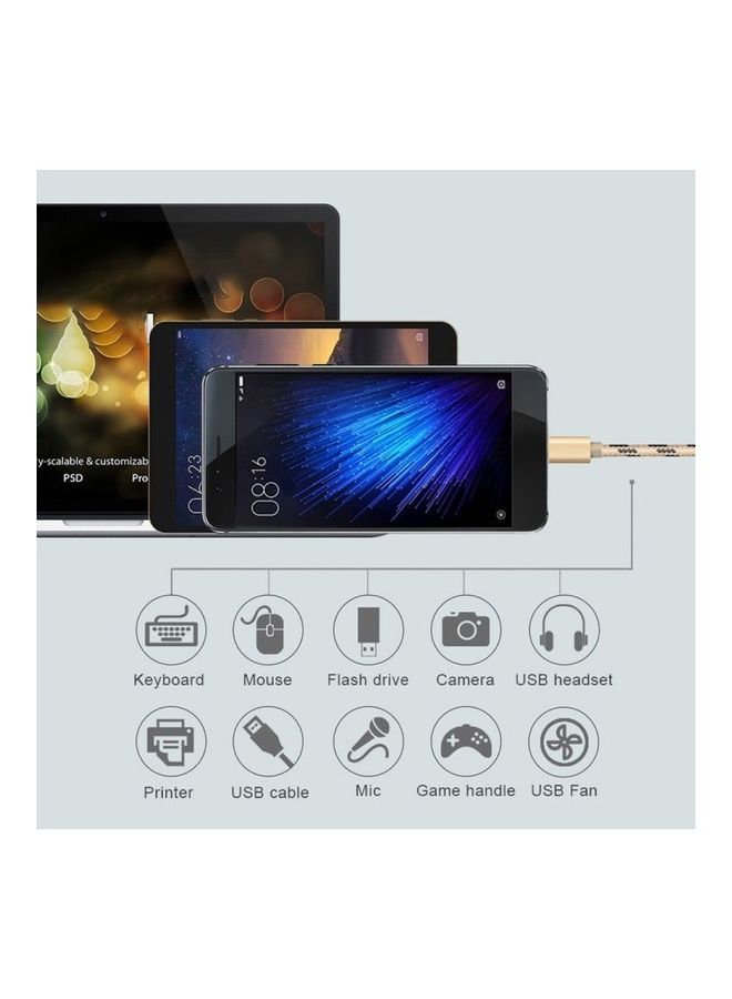 Braided Type-C Male to USB Female OTG Adapter Converter for Phone Tablet PC Black  - Image 5