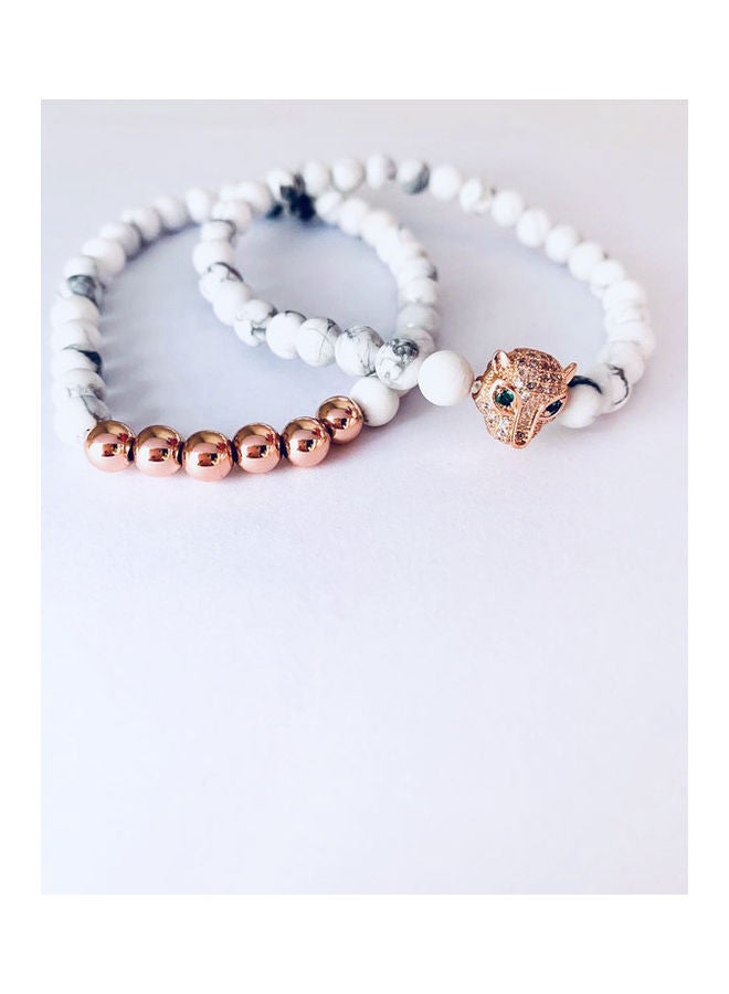 ميركال إمبراير طقم أساور مطلي بالذهب الوردي ومرصع بحجر الزركون من قطعتين