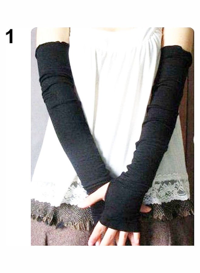 Generic Fingerless Cotton Gloves Sleeves Black  - Image 1