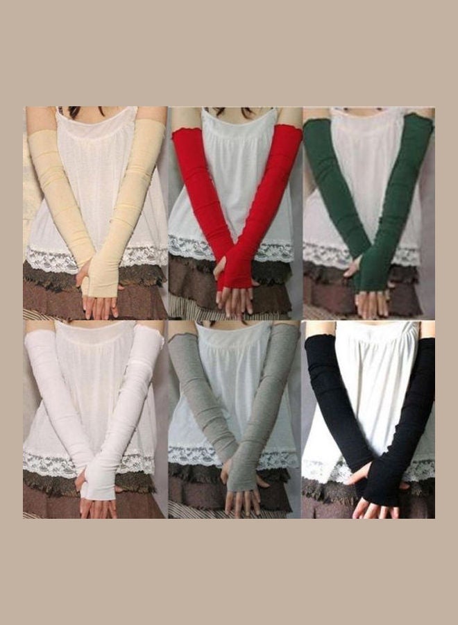 Generic Fingerless Cotton Gloves Sleeves Black  - Image 2