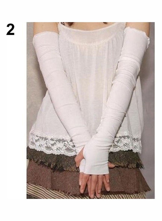 Generic Fingerless Cotton Gloves Sleeves Black  - Image 3