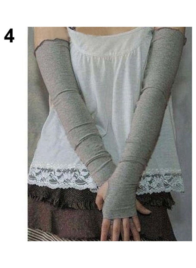 Generic Fingerless Cotton Gloves Sleeves Black  - Image 5