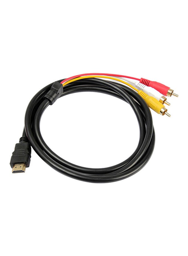 5 Feet 1080P HDTV HDMI Male to 3 RCA Audio Video AV Cable Cord Adapter Black - Image 1