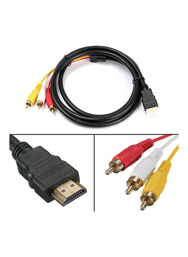 5 Feet 1080P HDTV HDMI Male to 3 RCA Audio Video AV Cable Cord Adapter Black - Image 2
