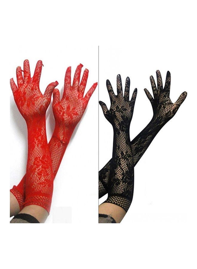 Generic Stretch Lace Opera Elbow Gloves White  - Image 3