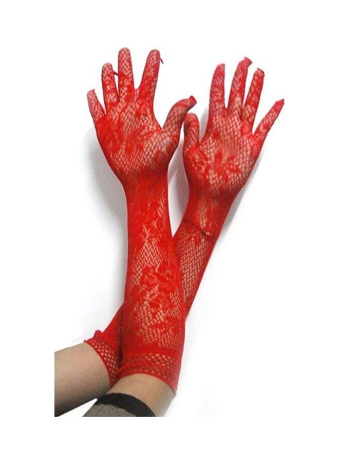 Generic Stretch Lace Opera Elbow Gloves Red 
