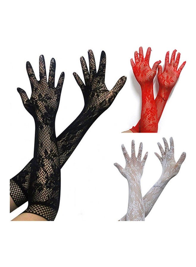 Generic Stretch Lace Opera Elbow Gloves White  - Image 2