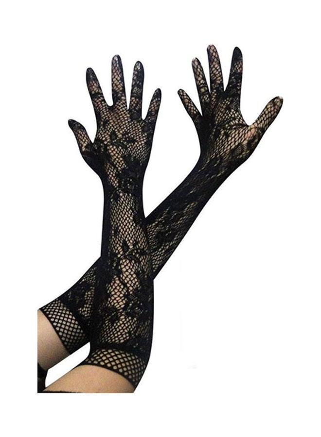 Generic Stretch Lace Opera Elbow Gloves White  - Image 4