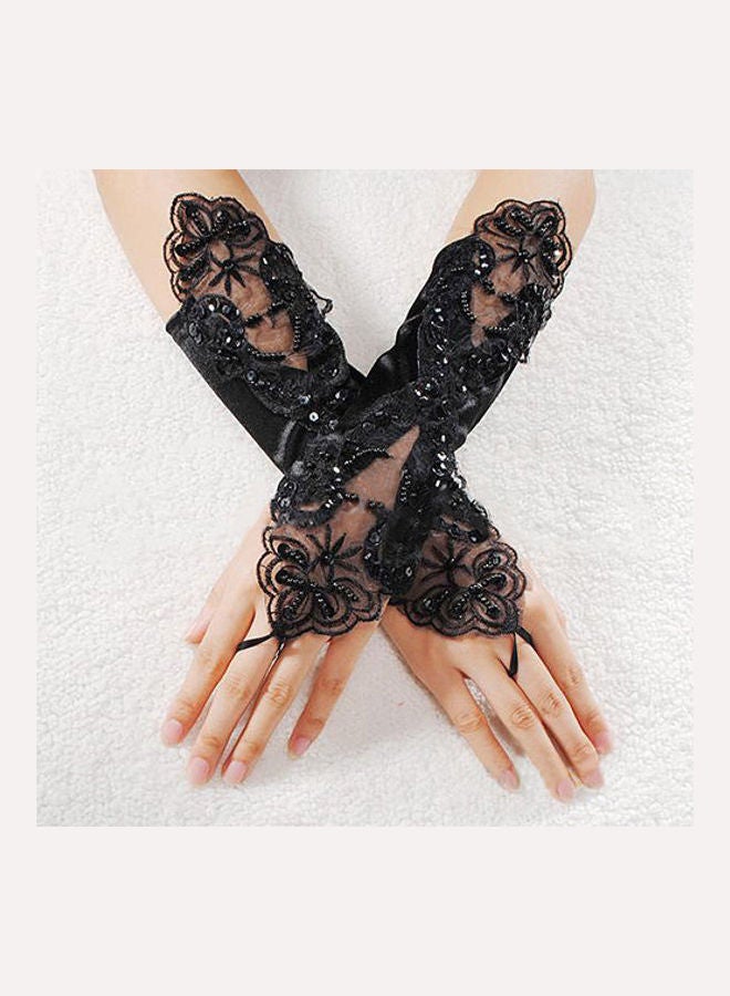 Generic Fingerless Wedding Party Bridal Dress Glove Black 