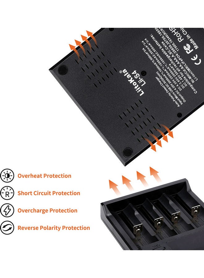 4 Slot Auto-polarity Detector LII-S4 Battery Charger For 26650/21700/18350 AA AAA Lithium NiMH Batteries Black - v1603842312/N41530720A_4