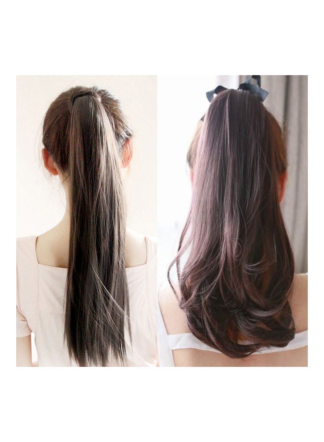 وصلة شعر مستعار طويلة وناعمة بأطراف مجعدة على شكل ذيل حصان مزودة بشريط ملفوف ومشبك للشعر أسود 0.1كيلوجرام - Image 4