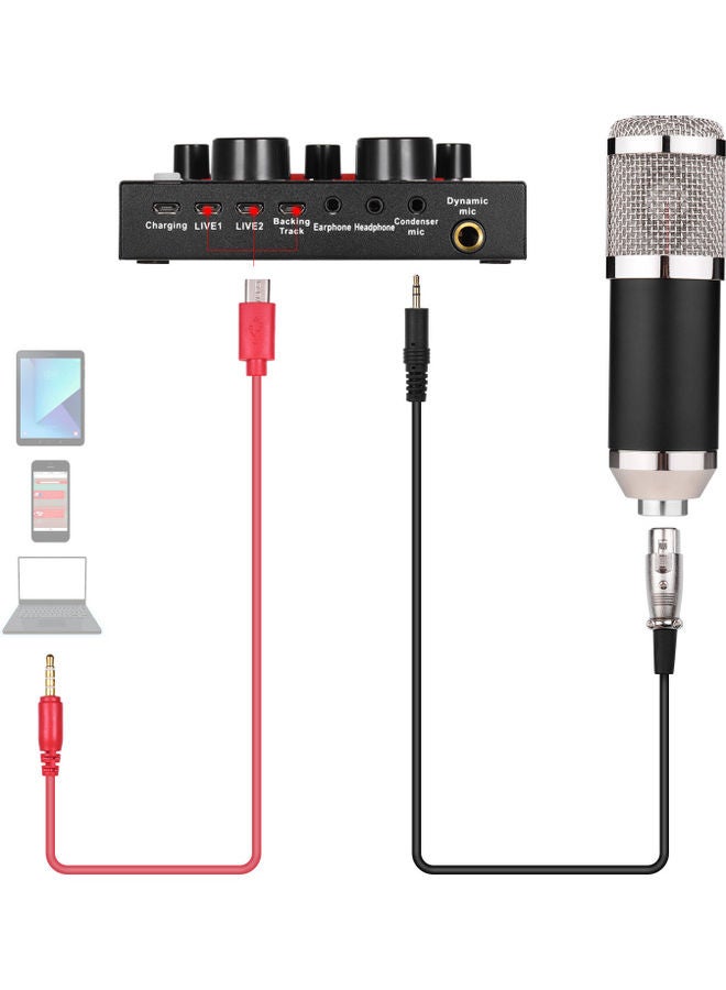 مجموعة ميكروفون مكثف احترافي مع بطاقة صوت خارجية متعدد الألوان - Image 5