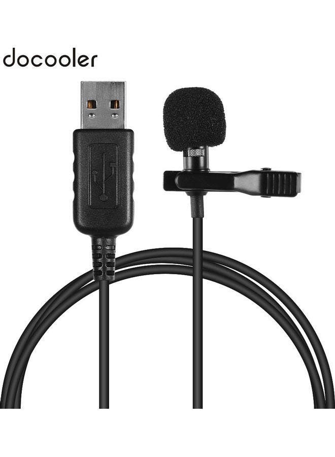 docooler Mini Condenser Microphone Mic with USB Plug Black  - Image 1