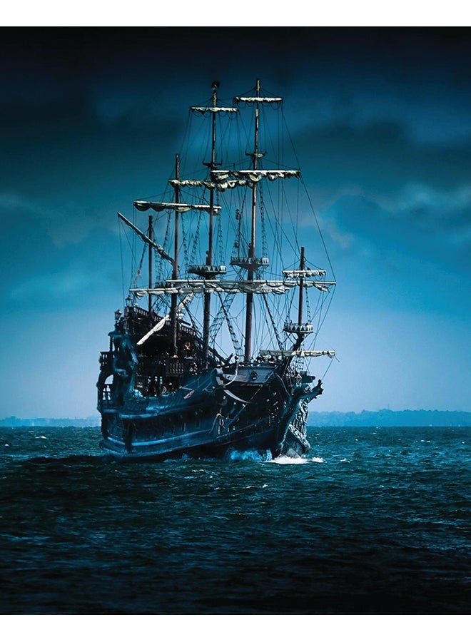 زوت لوحة زيتية جدارية من قماش الكانفاس تمثل سفينة أزرق 50x40سم