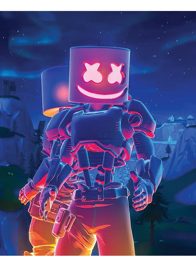 زوت لوحة فنية جدارية من قماش الكانفاس تمثل صورة الدي جي مارشميلو بنمط لعبة "Fortnite" متعدد الألوان 50x40سم