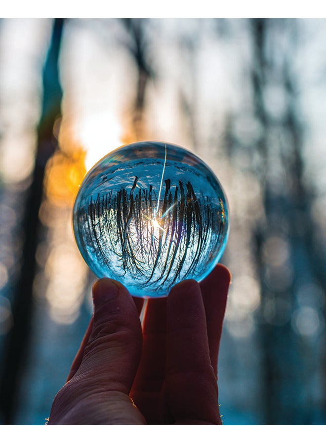 زوت لوحة فنية من قماش الكانفاس بطبعة كرة زجاجية وأشجار ومزودة بإطار متعدد الألوان 50x40سم