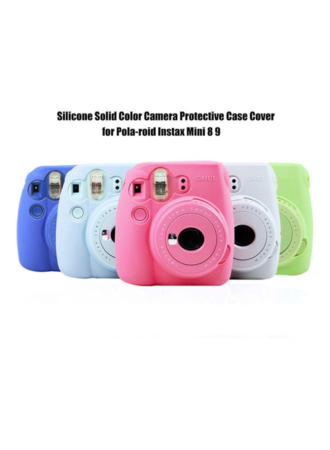 Silicone Solid Color Camera Protective Case Cover for Pola-roid Instax Mini 8 9 Light Blue - Image 2