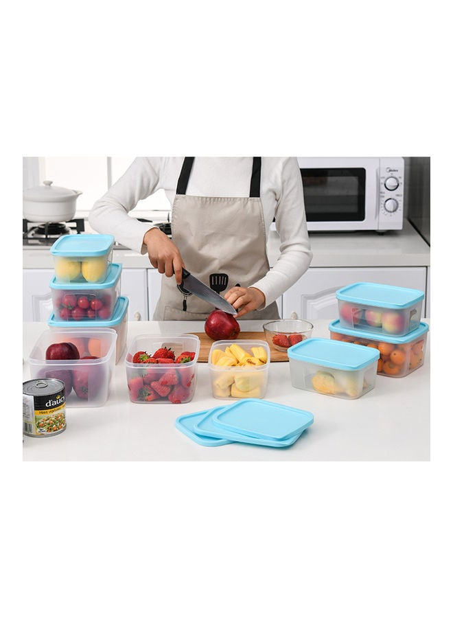 Food Fresh Keeper Saver Storage Container Box 3pcs Kitchen Storage Tools (2700ML/1800ML/1080ML) Blue 23*12*18cm  - Image 4