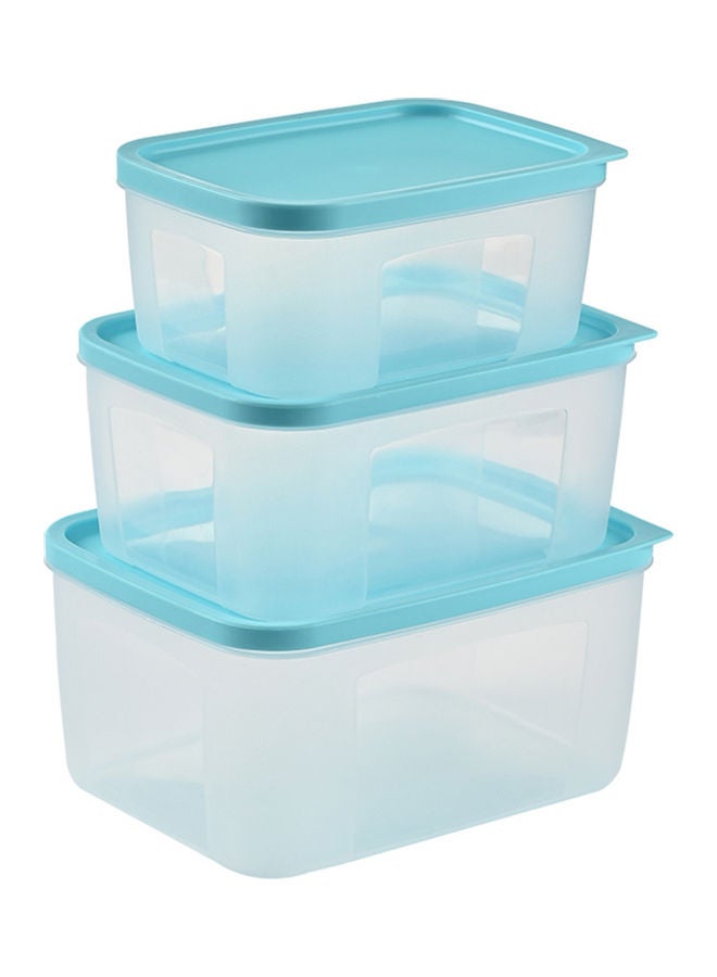Food Fresh Keeper Saver Storage Container Box 3pcs Kitchen Storage Tools (2700ML/1800ML/1080ML) Blue 23*12*18cm  - Image 1
