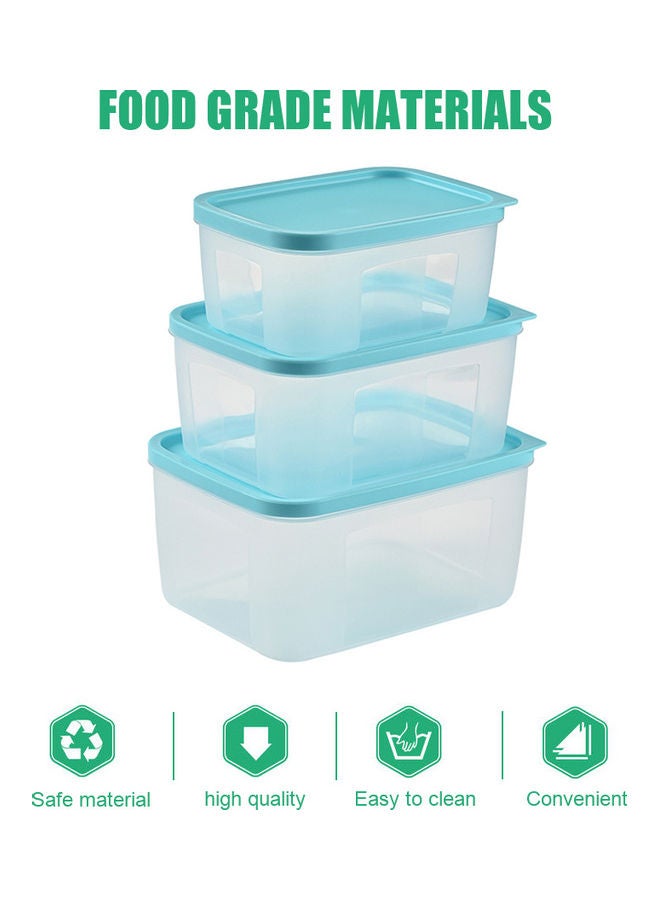 Food Fresh Keeper Saver Storage Container Box 3pcs Kitchen Storage Tools (2700ML/1800ML/1080ML) Blue 23*12*18cm  - Image 3