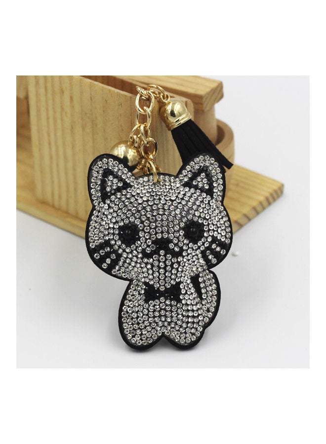 Generic Women Rhinestone Cats Tassel Pendant Keychain Key Ring Holder Bag Decoration  - Image 2