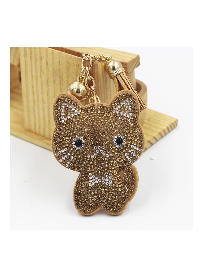 Generic Women Rhinestone Cats Tassel Pendant Keychain Key Ring Holder Bag Decoration  - Image 4