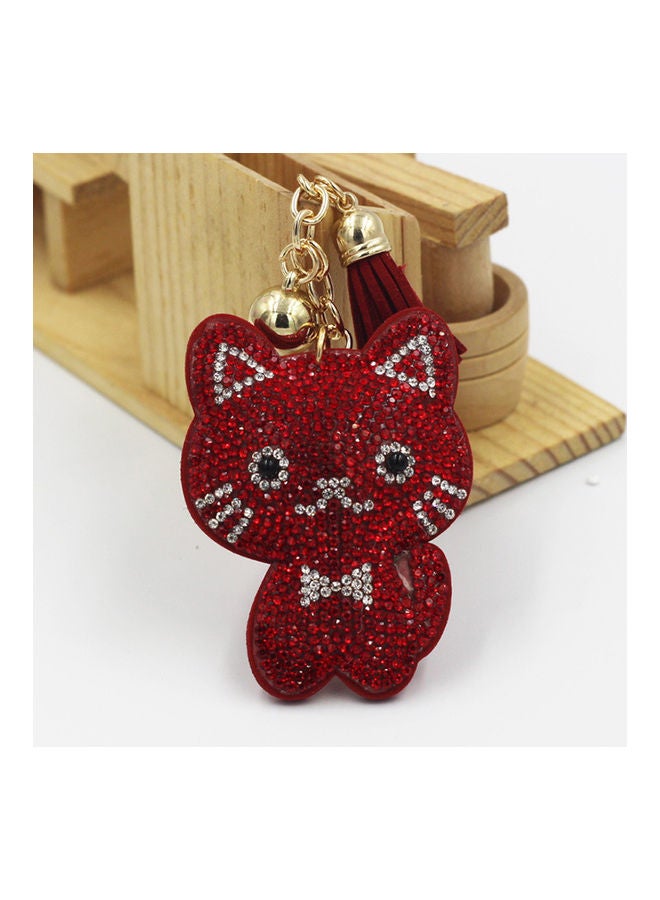 Generic Women Rhinestone Cats Tassel Pendant Keychain Key Ring Holder Bag Decoration  - Image 5