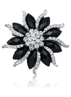 Blossom Flower Brooch Crystal Rhinstones Collar Pin