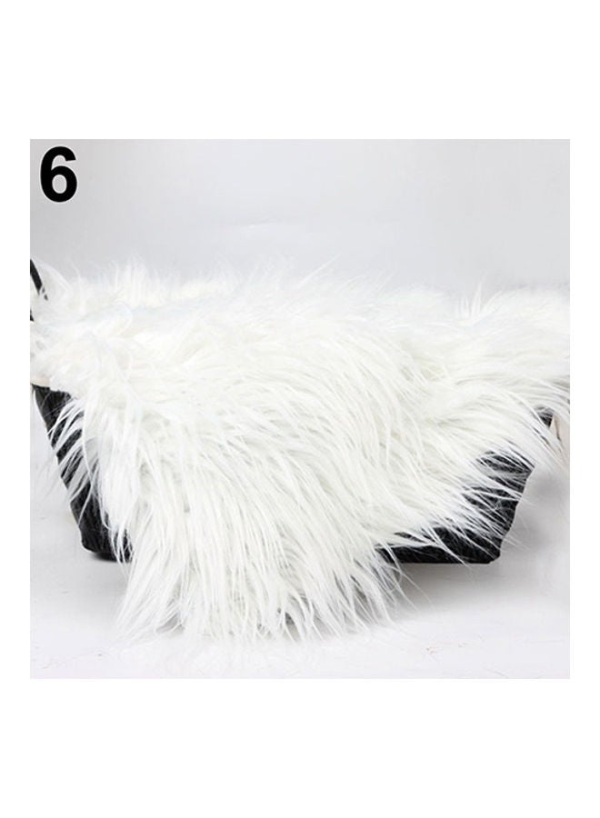 Faux Fur Photography Photo Prop Baby Newborn Blanket Background Backdrop Rug White  - Image 1