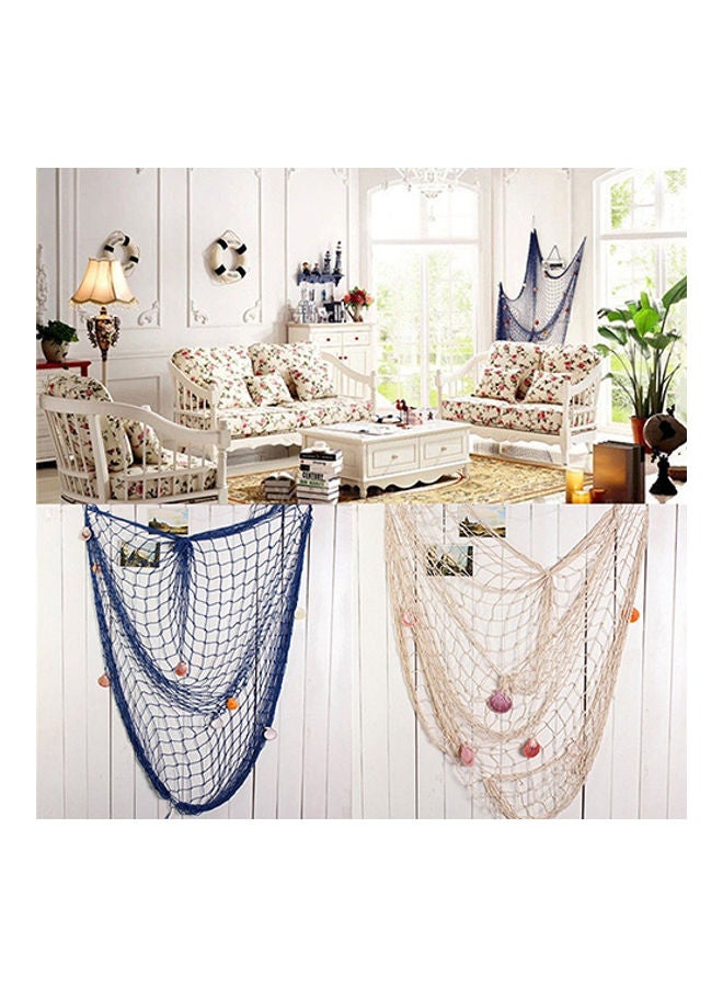 Shell Hanging Fish Net Nautical Ocean Theme Home Wall Decor Photography Props Blue - Image 3