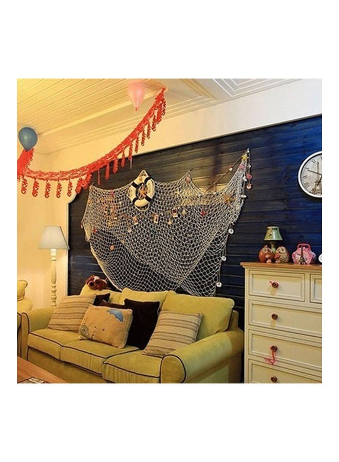 Shell Hanging Fish Net Nautical Ocean Theme Home Wall Decor Photography Props Blue - Image 5