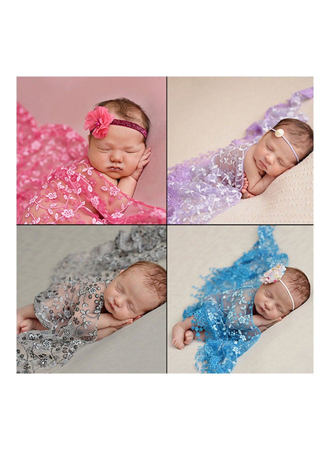 وشاح من الدانتيل مزين بأشكال الشرابة مناسب للأطفال حديثي الولادة الصبيان والبنات للتصوير الفوتوغرافي أرجواني - Image 2