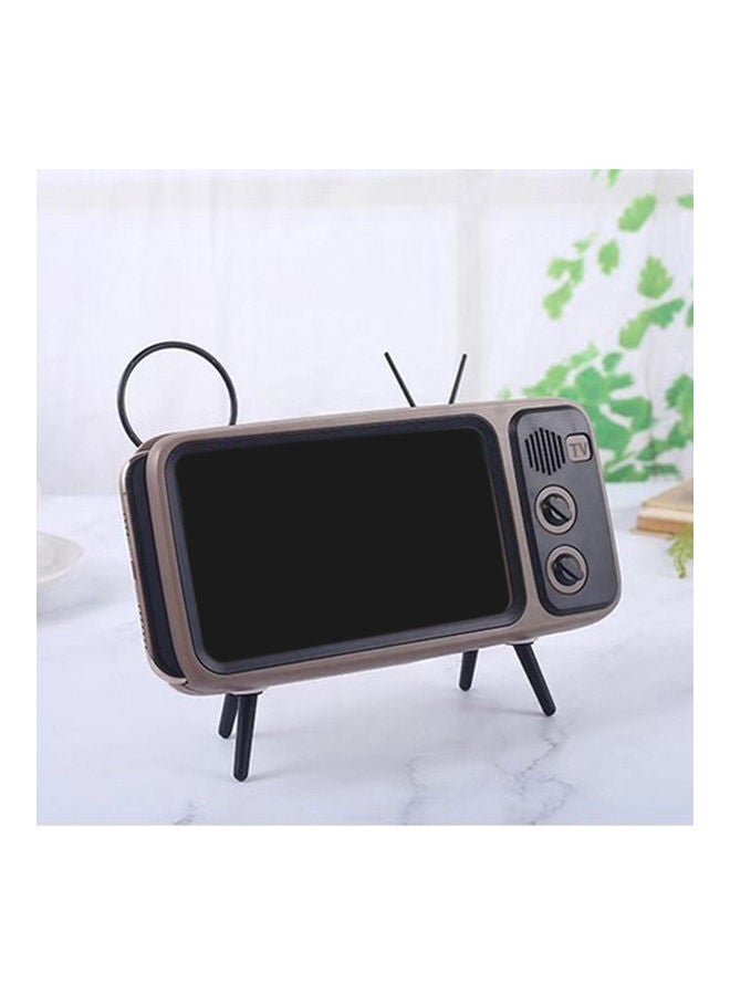 PTH800 Retro TV Mini Portable Wireless Bluetooth Super Bass Speaker Phone Holder White  - Image 2